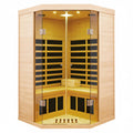 2-Person Corner Far Infrared Sauna Room - Hemlock Wood, Deluxe Transparent Glass Front, Large Capacity Home Sauna