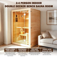 2-3 Person Traditional Steam Sauna, Flat Frame Home Sauna with 3000W, LED Lights, Speaker, Adjustable Temp, 10-Yr Warranty — product view 3