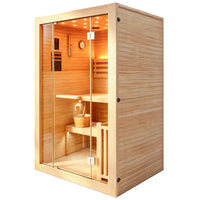 2-3 Person Traditional Steam Sauna, Flat Frame Home Sauna with 3000W, LED Lights, Speaker, Adjustable Temp, 10-Yr Warranty — product view 6