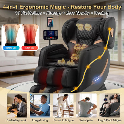 2026 Massage Chair Full Body, Zero Gravity Massage Chair Recliner - Upgraded 10-Point Roller, Heating, Airbags, Foot Roller, Shiatsu Full Body Massage Chairs, Gift for Parent — product view 4