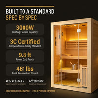 2-3 Person Traditional Steam Sauna, Flat Frame Home Sauna with 3000W, LED Lights, Speaker, Adjustable Temp, 10-Yr Warranty — Results & Stats
