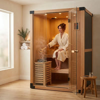 2-3 Person Traditional Steam Sauna, Flat Frame Home Sauna with 3000W, LED Lights, Speaker, Adjustable Temp, 10-Yr Warranty — Lifestyle