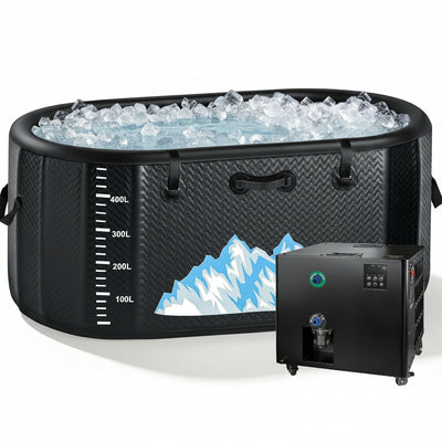 Cold Plunge Tub, 248 Gallon, 1 Horsepower, Heavy-Duty Ice Bath Tub for Athletes with Hot & Cold, Portable Inflatable Plunge Chiller with Water Treatment Kit, Immersion Therapy, Wifi (Black, 1 Set)