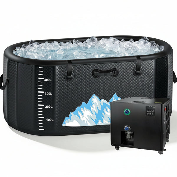 Cold Plunge Tub, 248 Gallon, 1 Horsepower, Heavy-Duty Ice Bath Tub for Athletes with Hot & Cold, Portable Inflatable Plunge Chiller with Water Treatment Kit, Immersion Therapy, Wifi (Black, 1 Set)