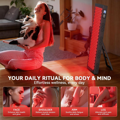 Red Light Therapy Box, 5In1 LED with 630-660-810-830-850, Metal Case, 3 Modes Red Light Panel with Soft Belt, 6 Timing Set - 9 Pulse Modes - 4-Level - Red Light Therapy Panel for Body — product view 7