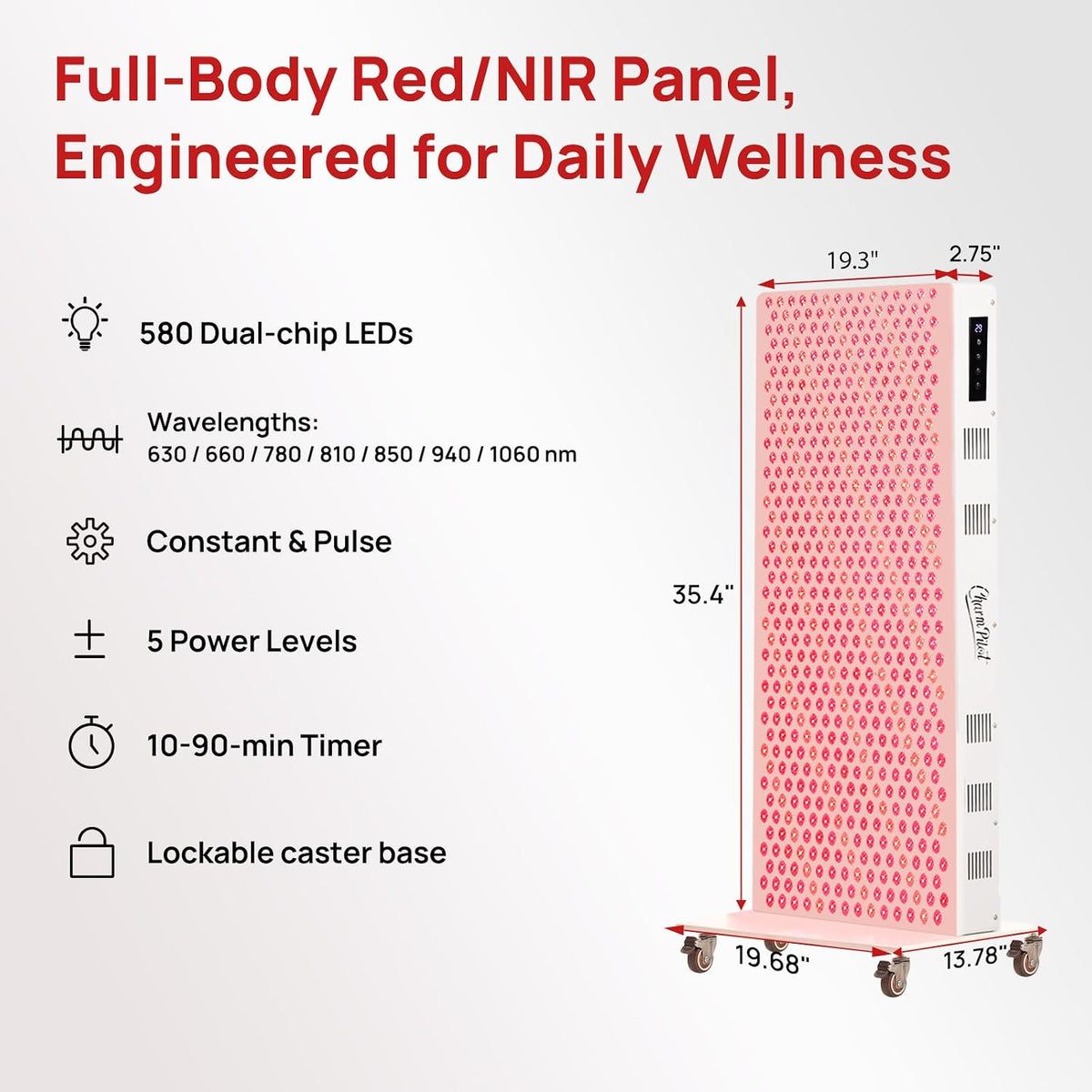 Red Light Therapy Panel for Body, 580Leds, Near‑Infrared Light Device — product view 4